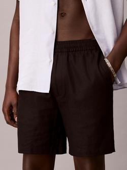 Calvin Klein Linen Blend Tailored Shorts, Black, Black