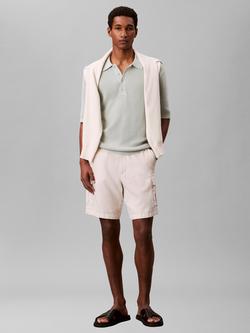 Calvin Klein Cotton Waffle Long Sleeve Polo Top, Pale Meadow - view 2, Pale Meadow