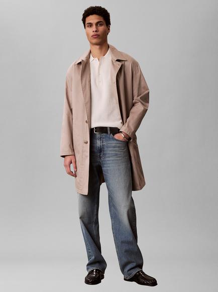 Calvin Klein Cotton Waffle Long Sleeve Polo Top - view 2, Tofu