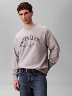 Calvin Klein Cotton Rich Zip-Through Sweatshirt, Heroic Grey Heather - view 2, Heroic Grey Heather