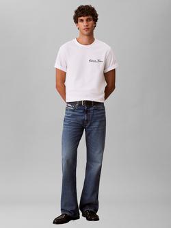 Calvin Klein Embroidered Logo Cotton T-Shirt, Bright White