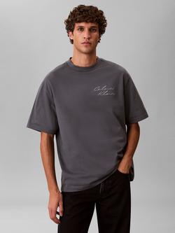 Calvin Klein Cotton Relaxed Script Logo T-shirt, Turbulence - view 2, Turbulence