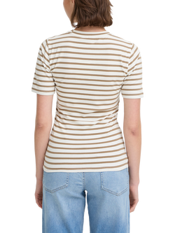 ICHI Mira Crew Neck Stripe T-Shirt - view 2, Sepia Tint/Cloud