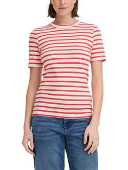 ICHI Mira Crew Neck Stripe T-Shirt, Teaberry/Cloud