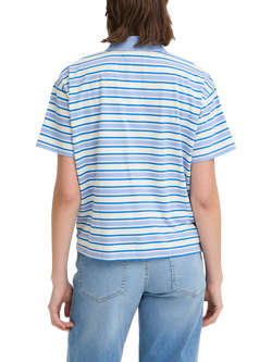 ICHI Mira Stripe Polo Shirt, Blue/Multi - view 2, Blue/Multi