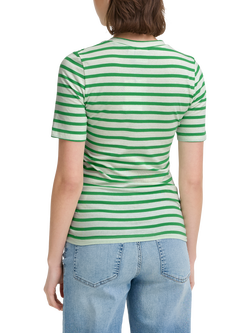ICHI Mira Crew Neck Stripe T-Shirt - view 2, Kelly Green/Cloud