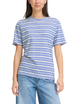 ICHI Mira Crew Neck Stripe T-Shirt, Blue/Multi, Blue/Multi