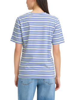 ICHI Mira Crew Neck Stripe T-Shirt, Blue/Multi - view 2, Blue/Multi