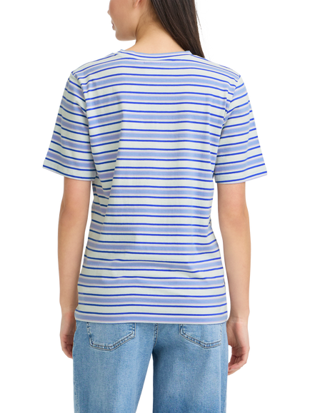 ICHI Mira Crew Neck Stripe T-Shirt, Blue/Multi - view 2, Blue/Multi
