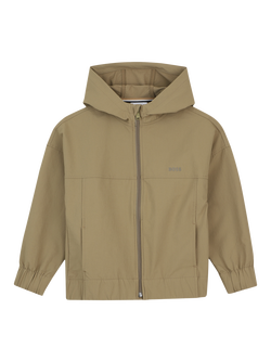 HUGO BOSS Kids' Zip Through Hooded Jacket, Dark Stone, Dark Stone