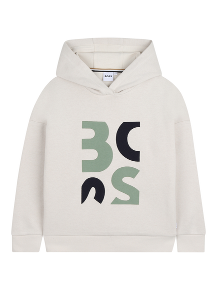 BOSS Kids' Abstract Logo Pullover Logo Hoodie, Sand, Sand