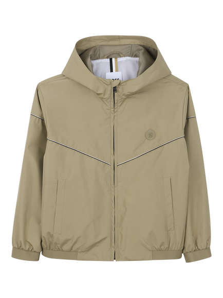 BOSS Kids' Zip Front Windbreaker Jacket, Dark Stone