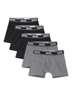 HUGO BOSS Kids' Cotton Bled Trunk Briefs, Pack of 5, Black, Black