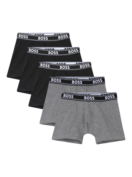HUGO BOSS Kids' Cotton Bled Trunk Briefs, Pack of 5, Black, Black