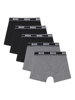 HUGO BOSS Kids' Cotton Bled Trunk Briefs, Pack of 5, Black - view 2, Black
