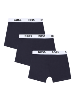 HUGO BOSS Kids' Cotton Blend Trunk Briefs, Pack of 3, Navy - view 2, Navy