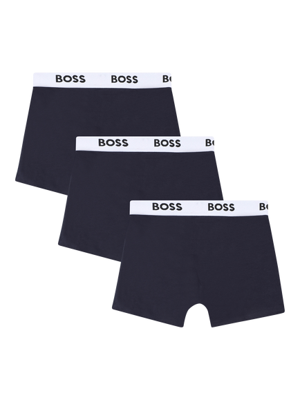 HUGO BOSS Kids' Cotton Blend Trunk Briefs, Pack of 3, Navy - view 2, Navy