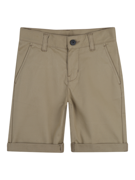 BOSS Kids' Cotton Blend Bermuda Chino Shorts, Dark Stone