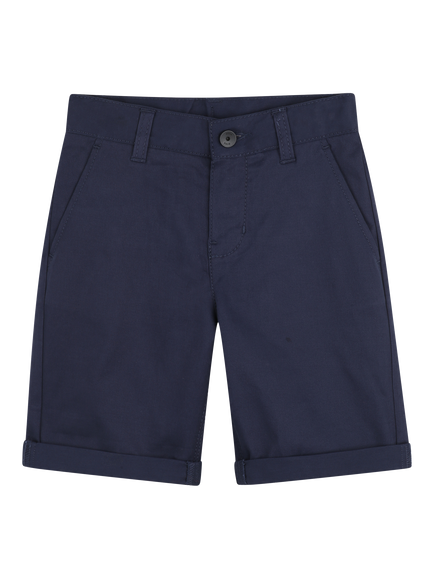 BOSS Kids' Cotton Blend Bermuda Chino Shorts, Navy