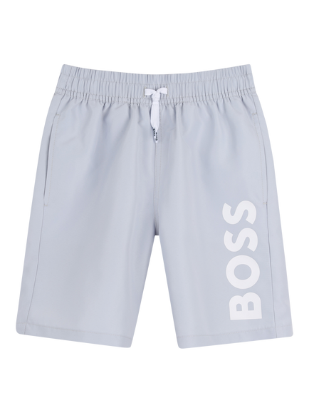 HUGO BOSS Kids' Drawstring Swim Shorts, Pale Blue, Pale Blue