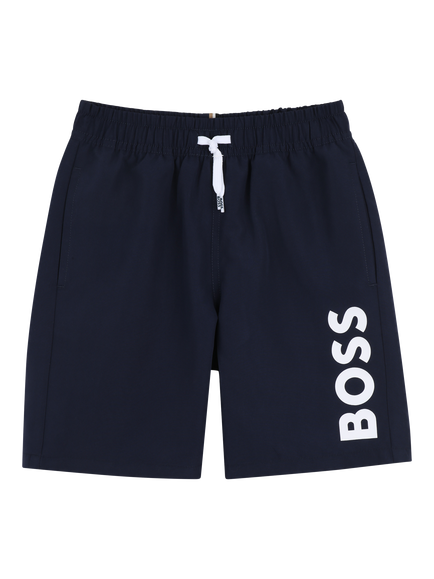 HUGO BOSS Kids' Drawstring Swim Shorts, Navy, Navy