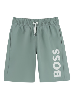 HUGO BOSS Kids' Logo Swim Shorts, Green Bay