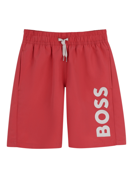 BOSS Kids' Logo Swim Shorts, Red