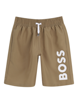 HUGO BOSS Kids' Drawstring Swim Shorts, Dark Stone, Dark Stone