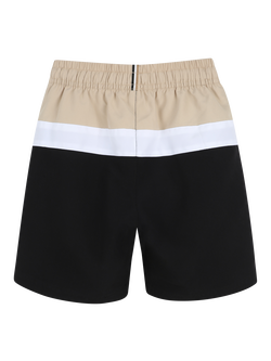 HUGO BOSS Kids' Colour Block Swim Shorts, Black/Brown/White - view 2, Black/Brown/White