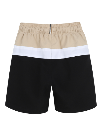 BOSS Kids' Colour Block Swim Shorts, Black/Brown/White - view 2, Black/Brown/White
