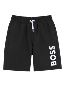 HUGO BOSS Kids' Drawstring Swim Shorts, Black, Black