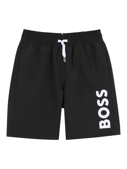 HUGO BOSS Kids' Drawstring Swim Shorts, Black, Black