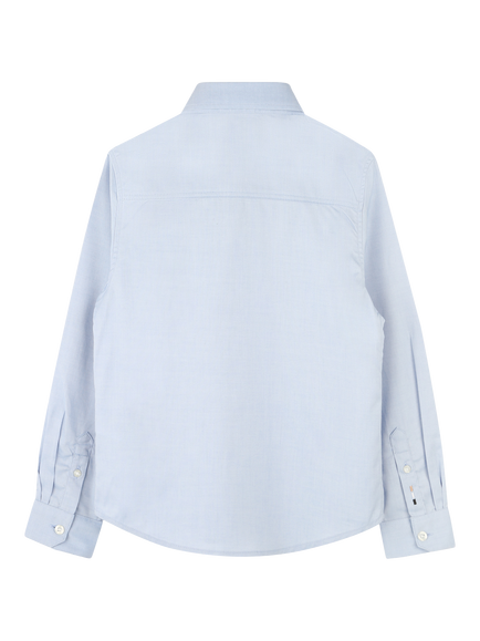 BOSS Kids' Pure Cotton Long Sleeve Shirt, Pale Blue - view 2, Pale Blue