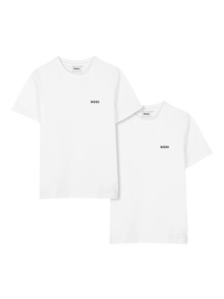 BOSS Kids' Short Sleeve T-Shirt, Pack of 2, White, White