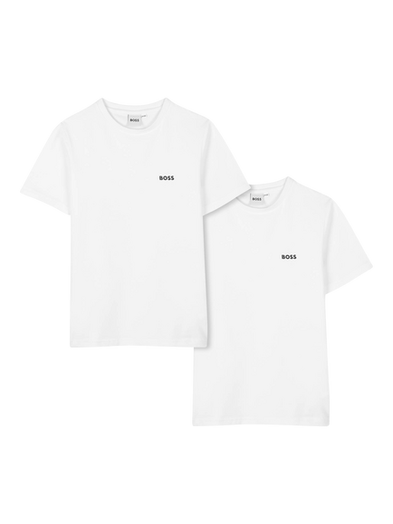 BOSS Kids' Short Sleeve T-Shirt, Pack of 2, White, White