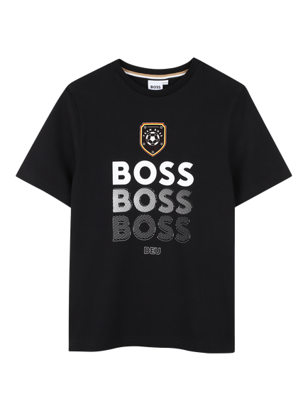 BOSS Kids' World Cup 2026 Short Sleeve T-Shirt, Black, Black