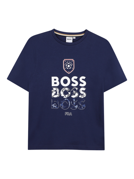 BOSS Kids' World Cup 2026 Short Sleeve T-Shirt, Medieval Blue, Medieval Blue