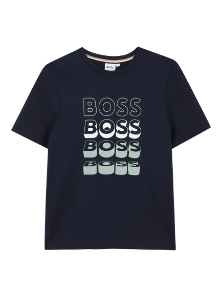 BOSS Kids' Multi Logo T-Shirt, Navy