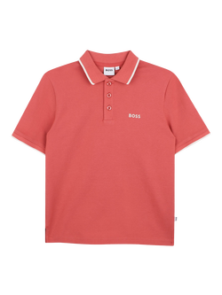HUGO BOSS Kids' Short Sleeve Polo Shirt, Rasberry