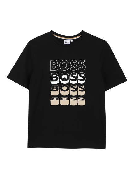 BOSS Kids' Multi Logo T-Shirt, Black