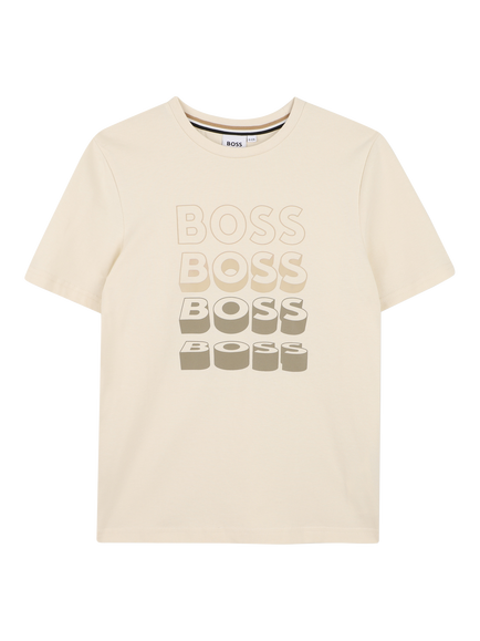 BOSS Kids' Multi Logo T-Shirt, Sand