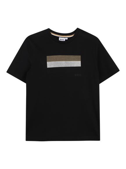 BOSS Kids' Short Sleeve Graphic Print T-Shirt, Black, Black