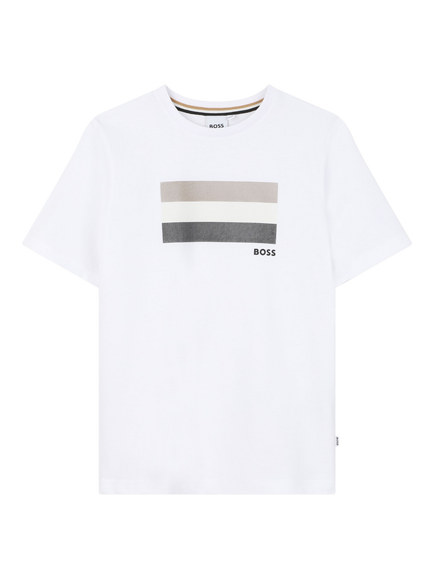 BOSS Kids' Short Sleeve Graphic Print T-Shirt, White