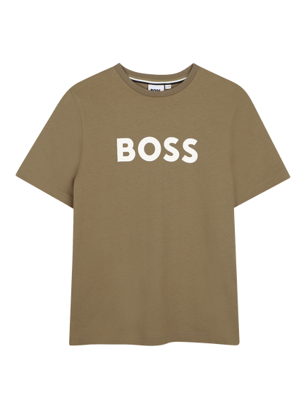 BOSS Kids' Short Sleeve Logo T-Shirt, Dark Stone