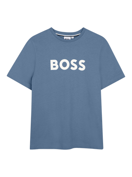 BOSS Kids' Short Sleeve Logo T-Shirt, Lavender Blue