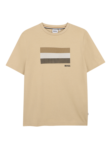 BOSS Kids' Short Sleeve Graphic Print T-Shirt, Stone
