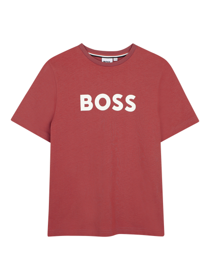 BOSS Kids' Short Sleeve Logo T-Shirt, Rasberry