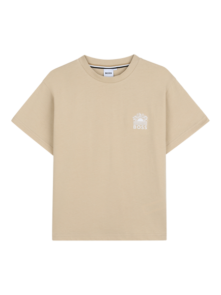 BOSS Kids' Short Sleeve Logo T-Shirt, Stone, Stone