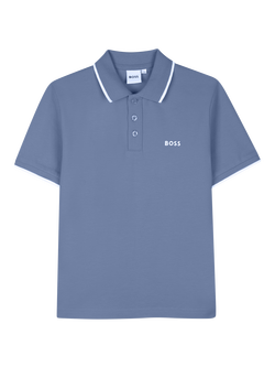 HUGO BOSS Kids' Short Sleeve Polo Shirt, Lavender Blue