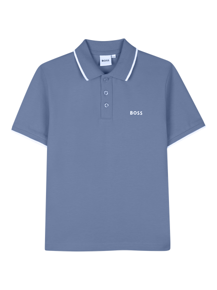 BOSS Kids' Short Sleeve Polo Shirt, Lavender Blue
